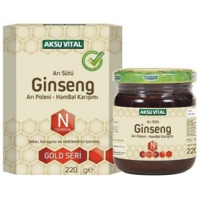 Aksu Vital Sepetse Arı Sütü Ginseng Arı Poleni Ham Bal Karışımı 13000mg 220g Aksu Vital Sepetse Arı Sütü Ginseng Arı Poleni Ham Bal Karışımı 13000mg 220g
